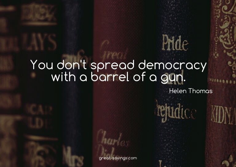 You don't spread democracy with a barrel of a gun.

