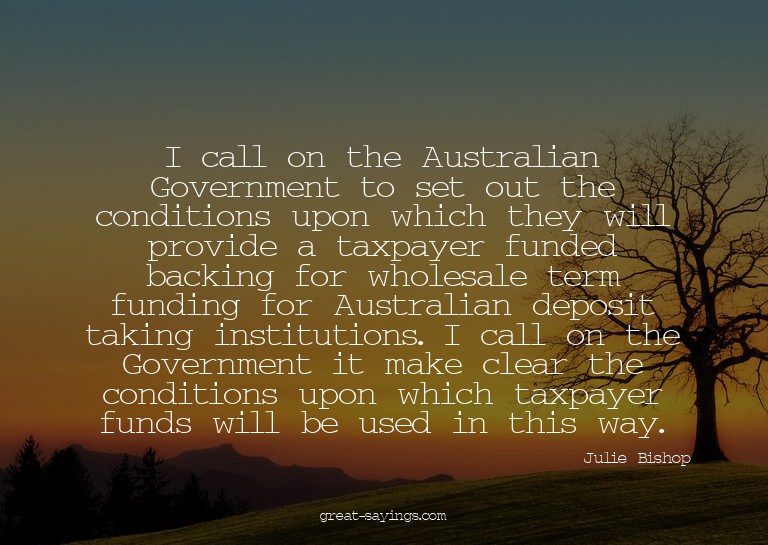 I call on the Australian Government to set out the cond