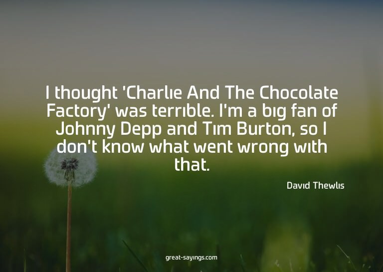 I thought 'Charlie And The Chocolate Factory' was terri