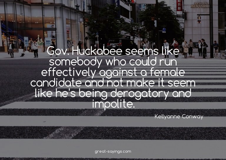 Gov. Huckabee seems like somebody who could run effecti