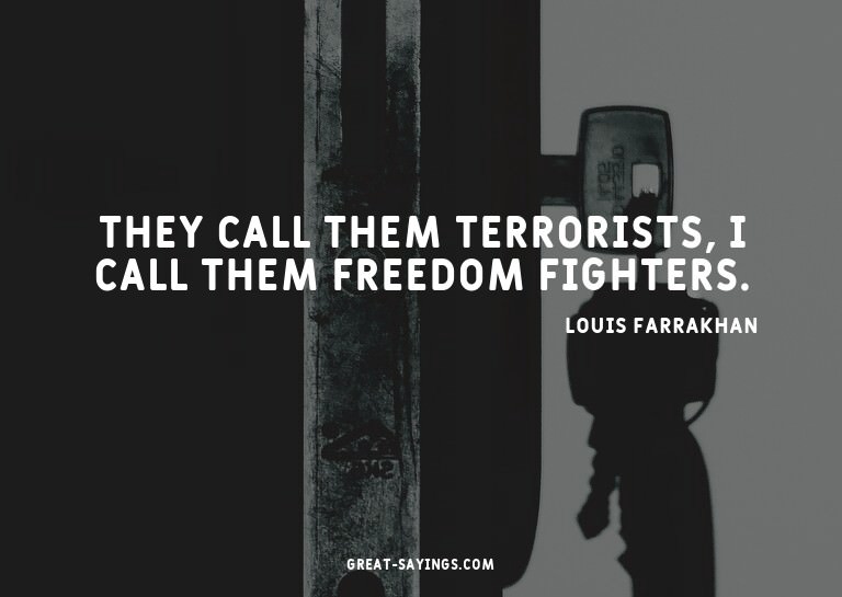 They call them terrorists, I call them freedom fighters
