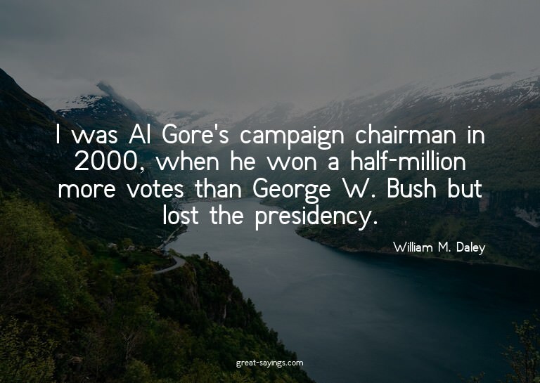 I was Al Gore's campaign chairman in 2000, when he won