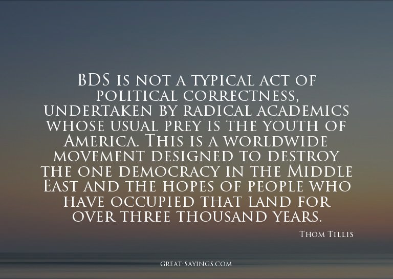 BDS is not a typical act of political correctness, unde