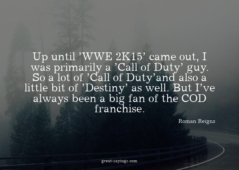 Up until 'WWE 2K15' came out, I was primarily a 'Call o