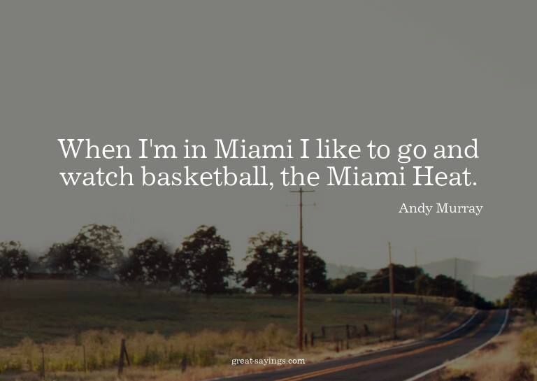 When I'm in Miami I like to go and watch basketball, th