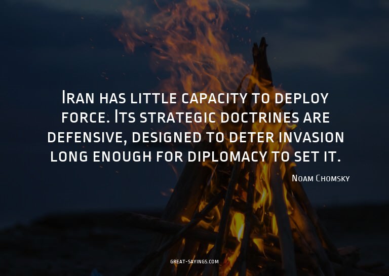 Iran has little capacity to deploy force. Its strategic