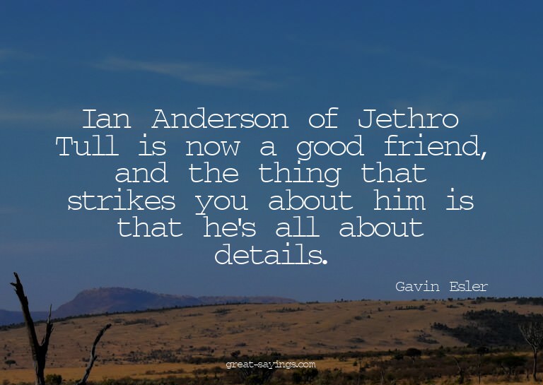 Ian Anderson of Jethro Tull is now a good friend, and t