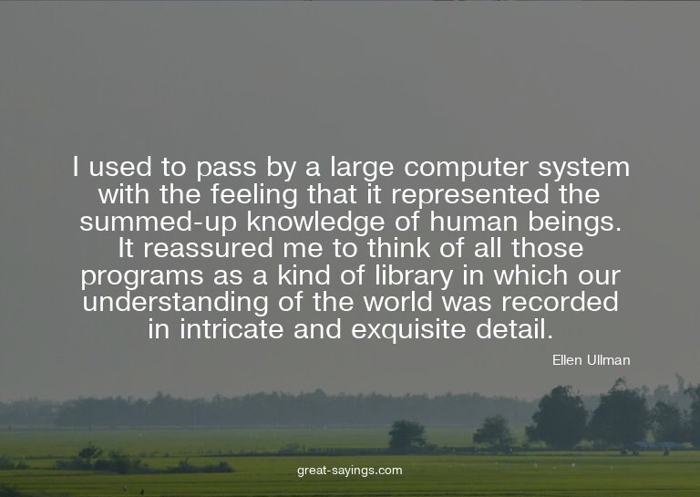 I used to pass by a large computer system with the feel