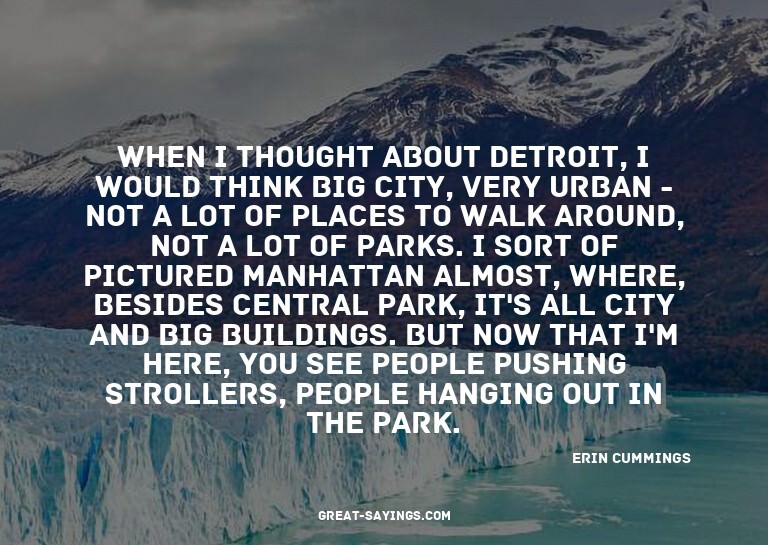 When I thought about Detroit, I would think big city, v