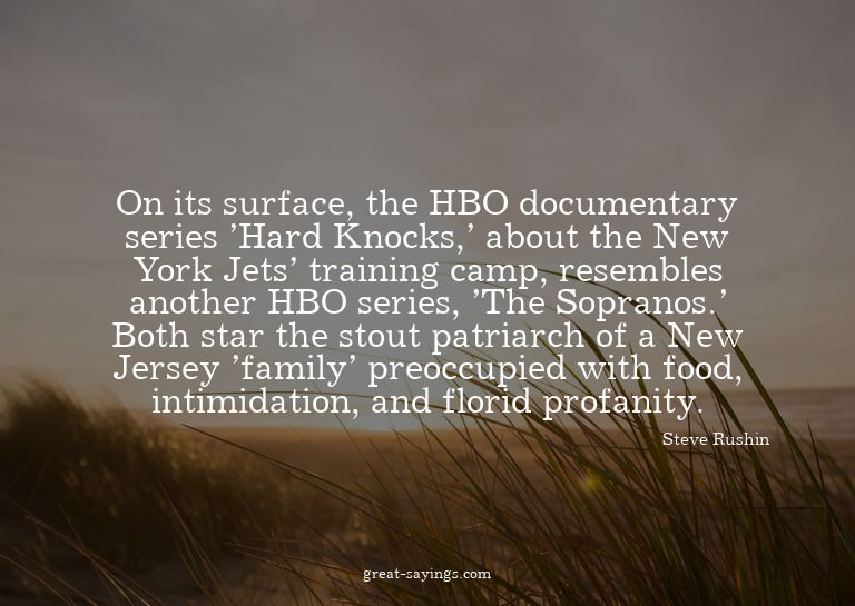 On its surface, the HBO documentary series 'Hard Knocks