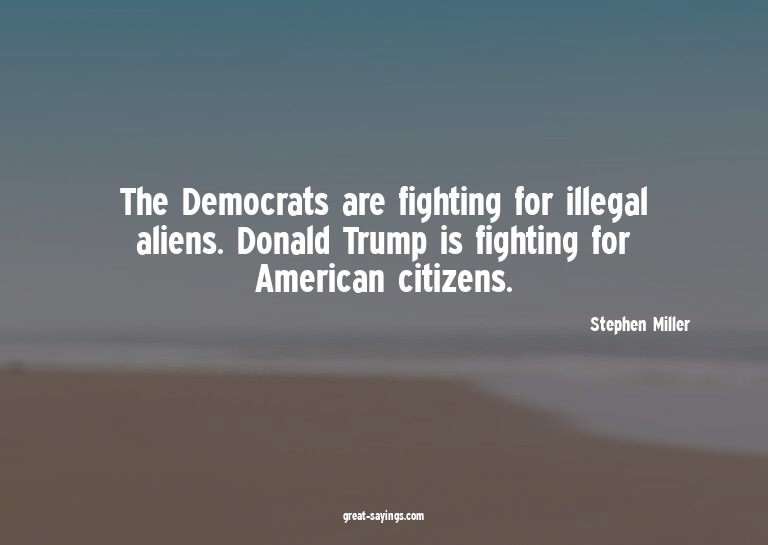 The Democrats are fighting for illegal aliens. Donald T