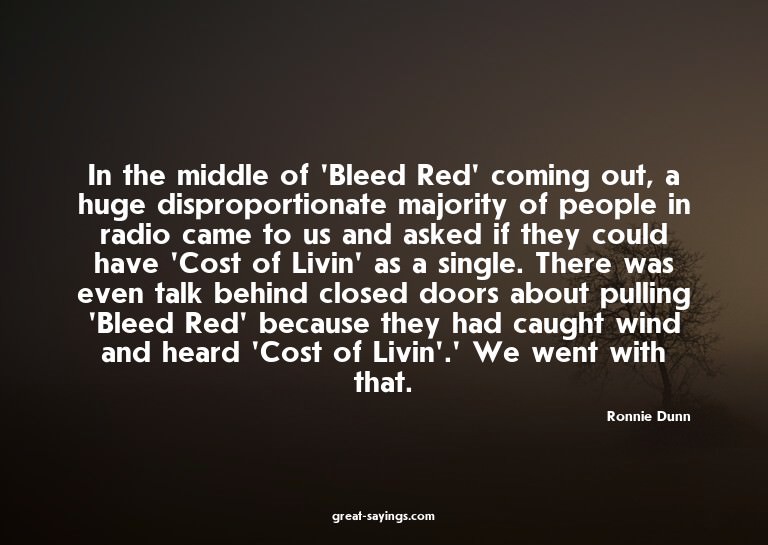 In the middle of 'Bleed Red' coming out, a huge disprop