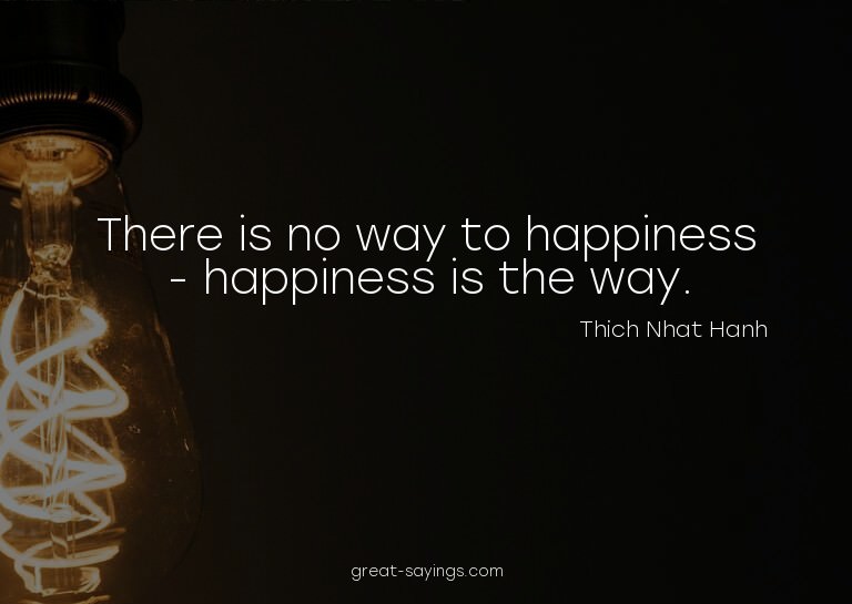 There is no way to happiness - happiness is the way.

