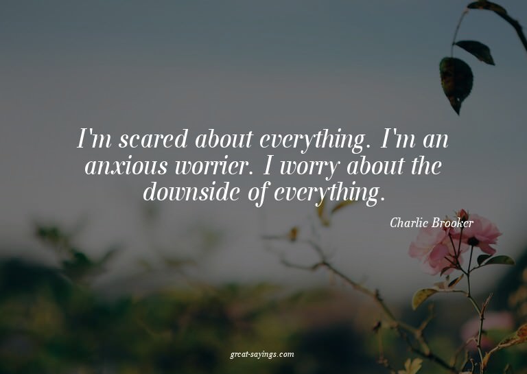 I'm scared about everything. I'm an anxious worrier. I
