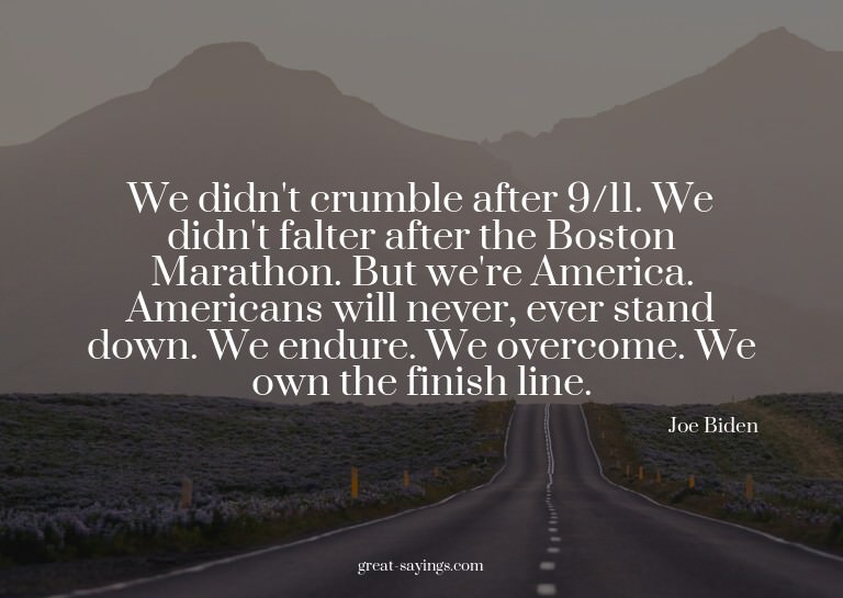 We didn't crumble after 9/11. We didn't falter after th