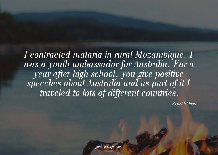 I contracted malaria in rural Mozambique. I was a youth