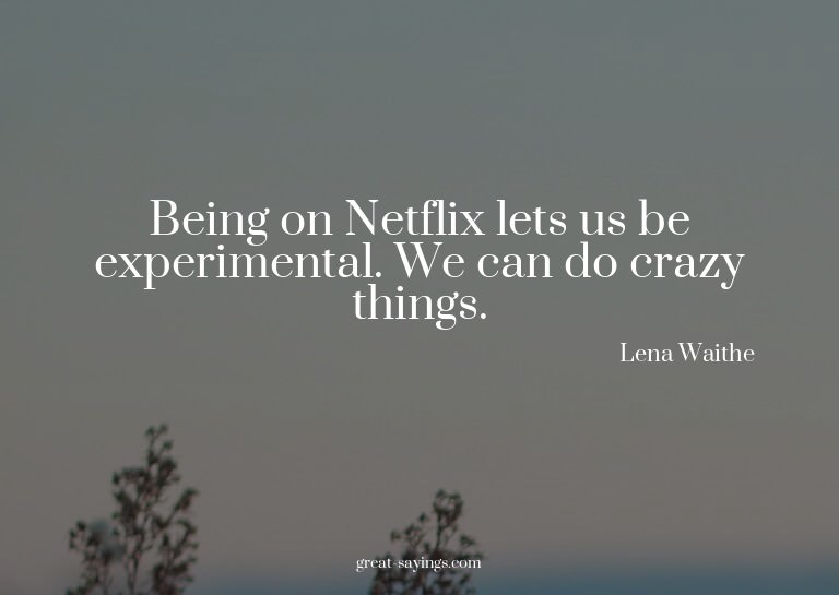 Being on Netflix lets us be experimental. We can do cra