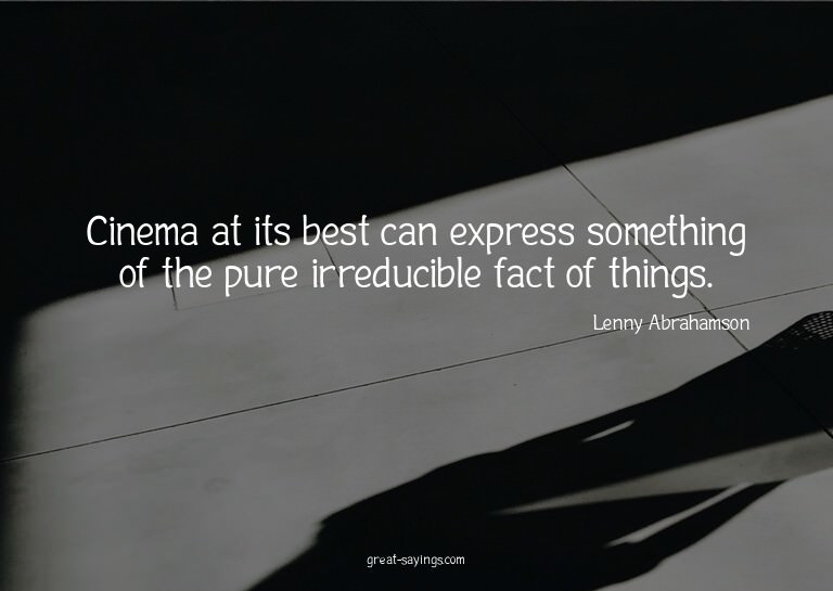 Cinema at its best can express something of the pure ir