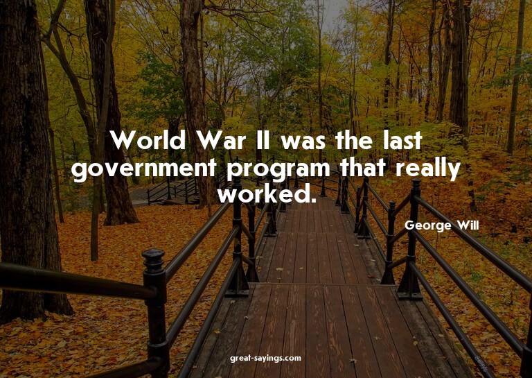 World War II was the last government program that reall