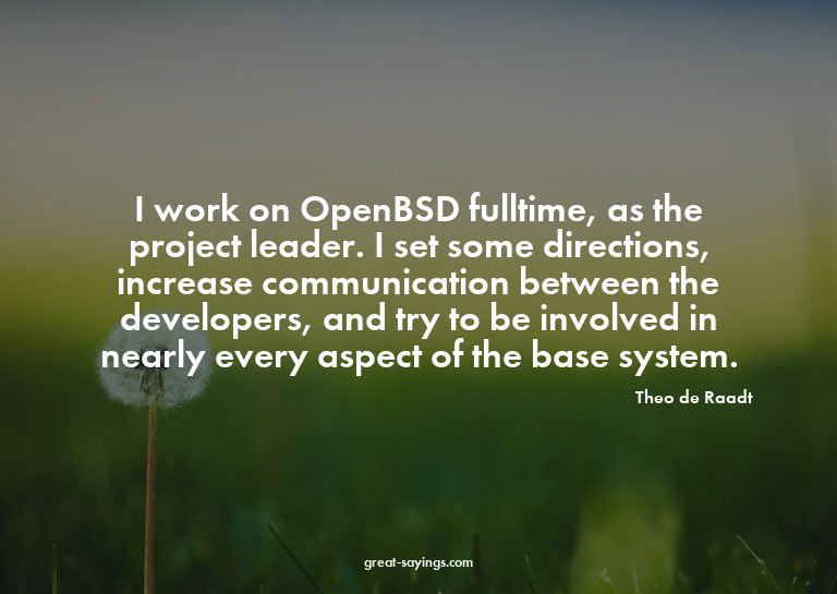 I work on OpenBSD fulltime, as the project leader. I se