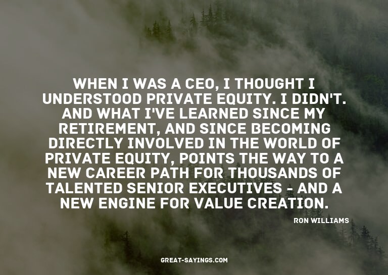 When I was a CEO, I thought I understood private equity