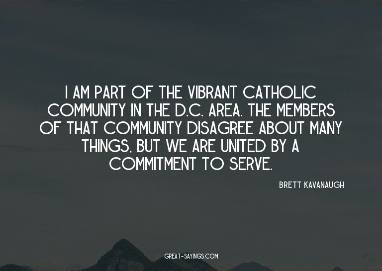 I am part of the vibrant Catholic community in the D.C.