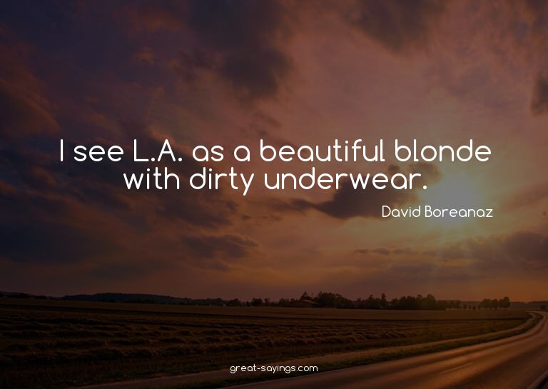 I see L.A. as a beautiful blonde with dirty underwear.

