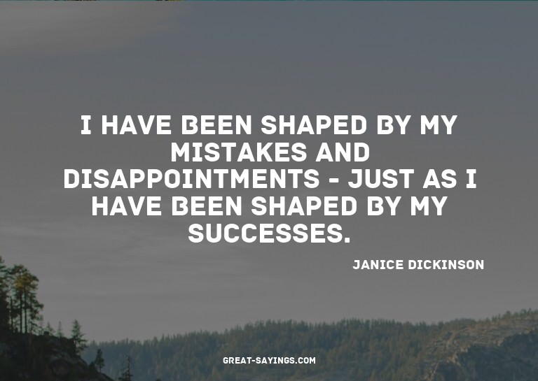 I have been shaped by my mistakes and disappointments -