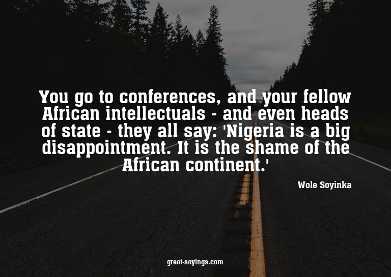 You go to conferences, and your fellow African intellec
