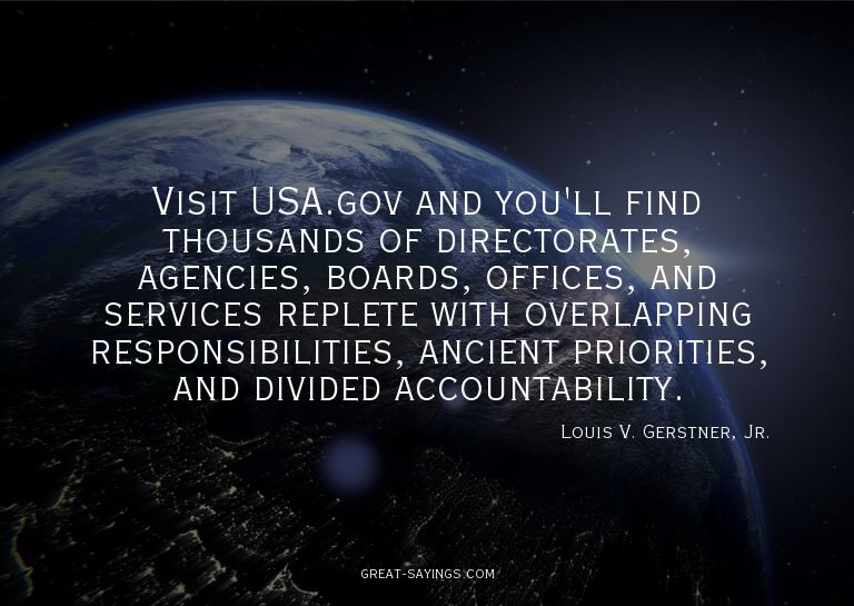 Visit USA.gov and you'll find thousands of directorates
