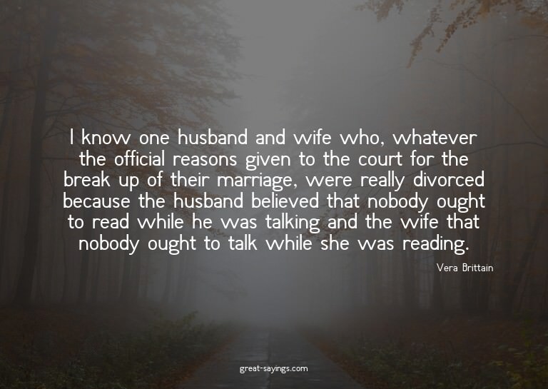 I know one husband and wife who, whatever the official