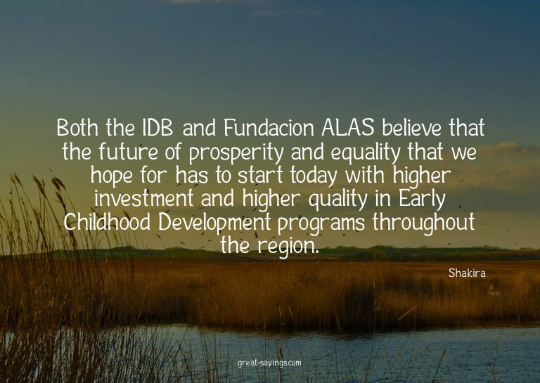 Both the IDB and Fundacion ALAS believe that the future