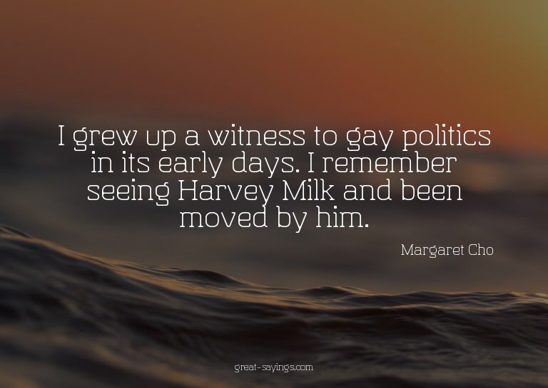 I grew up a witness to gay politics in its early days.