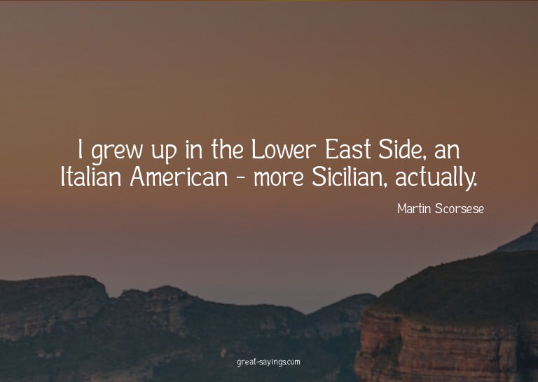 I grew up in the Lower East Side, an Italian American -