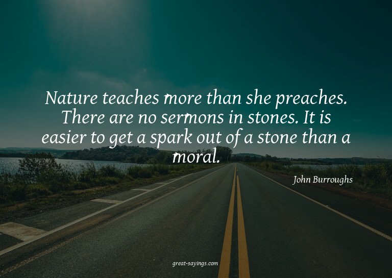 Nature teaches more than she preaches. There are no ser