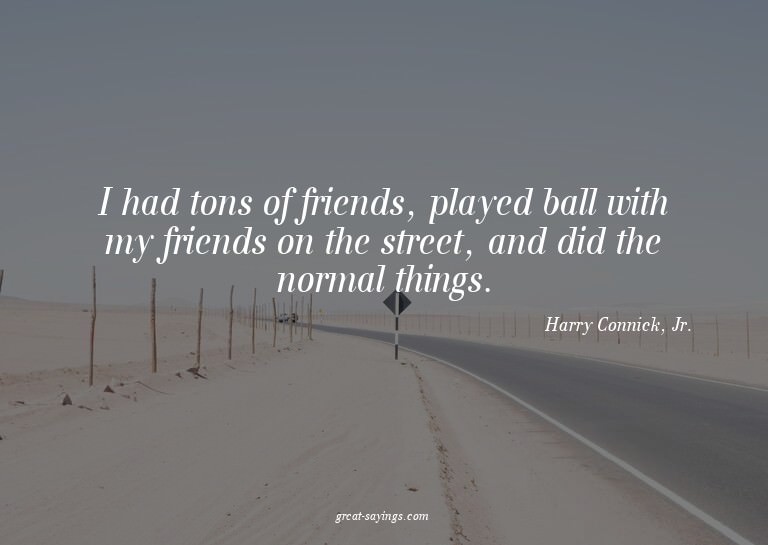 I had tons of friends, played ball with my friends on t