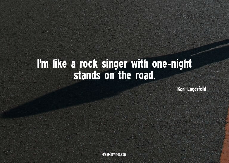 I'm like a rock singer with one-night stands on the roa