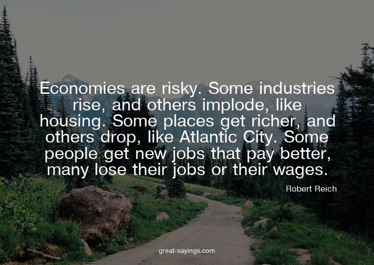 Economies are risky. Some industries rise, and others i