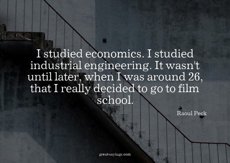 I studied economics. I studied industrial engineering.