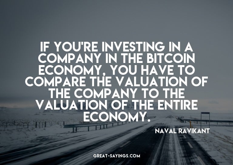 If you're investing in a company in the Bitcoin economy