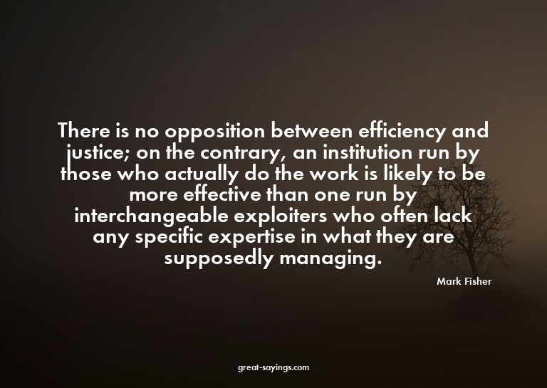 There is no opposition between efficiency and justice;