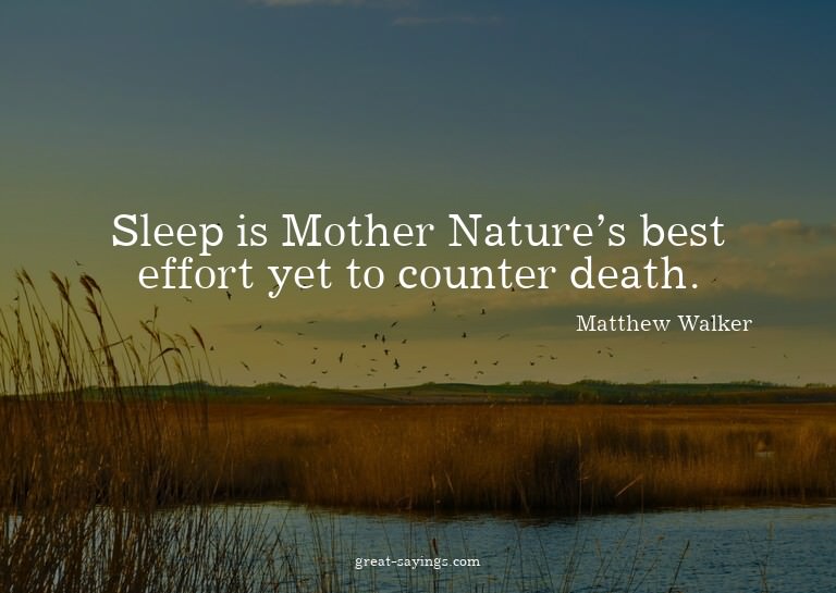 Sleep is Mother Nature's best effort yet to counter dea