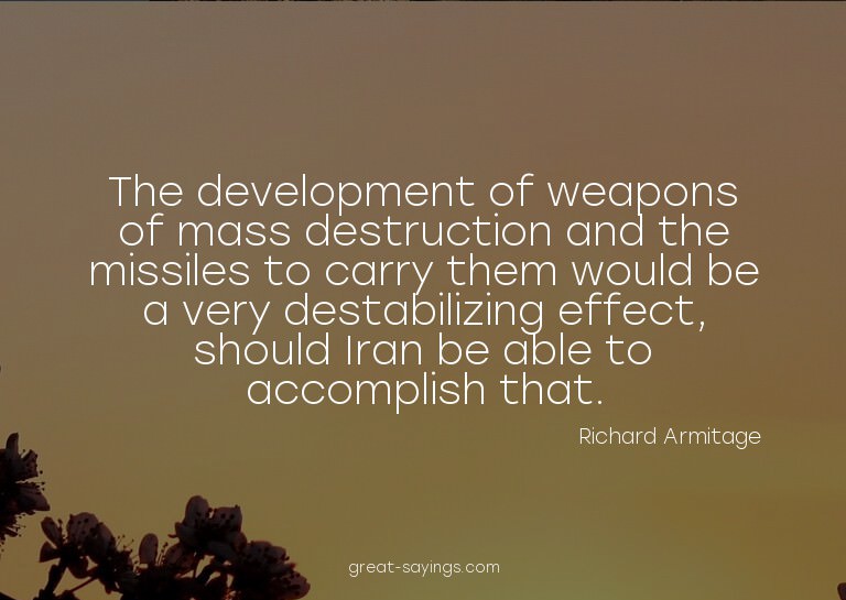 The development of weapons of mass destruction and the