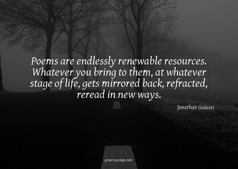Poems are endlessly renewable resources. Whatever you b