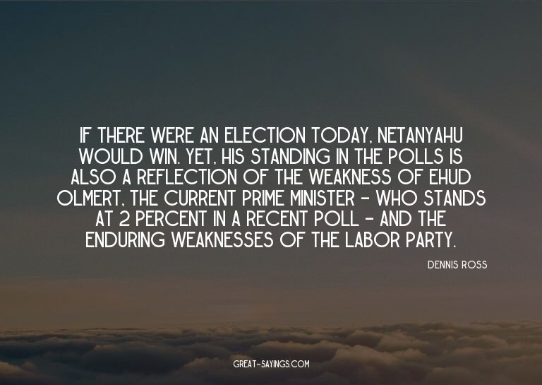 If there were an election today, Netanyahu would win. Y