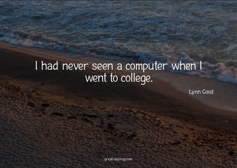 I had never seen a computer when I went to college.

