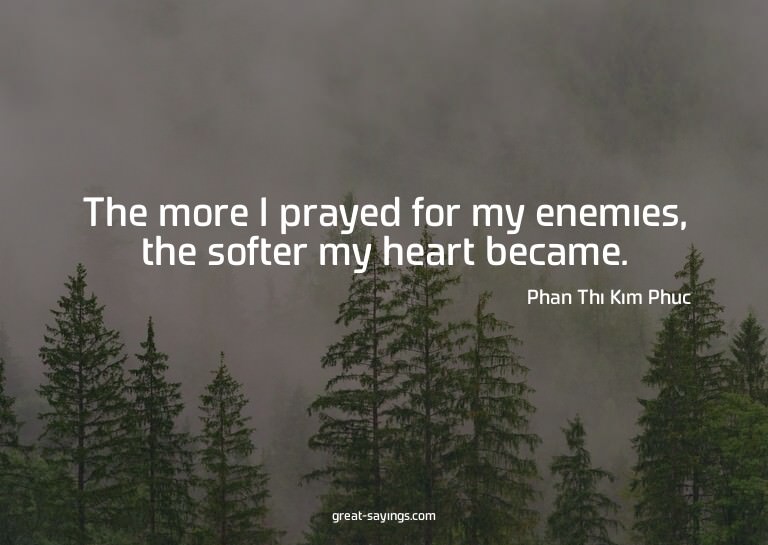 The more I prayed for my enemies, the softer my heart b
