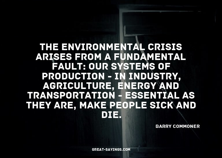 The environmental crisis arises from a fundamental faul
