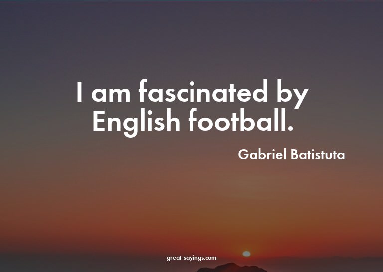 I am fascinated by English football.

