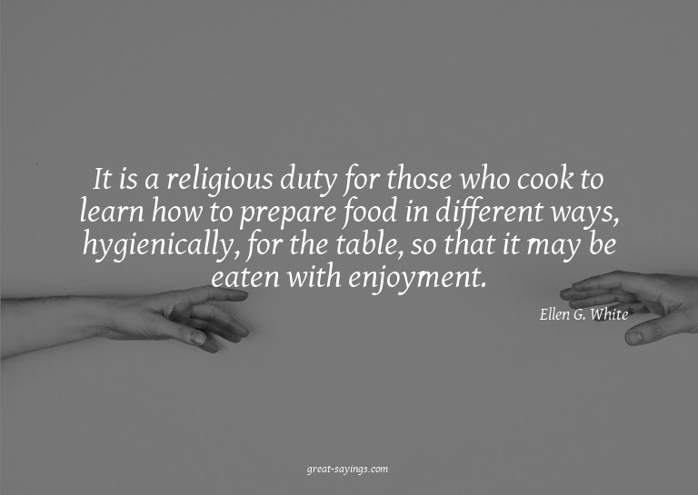 It is a religious duty for those who cook to learn how